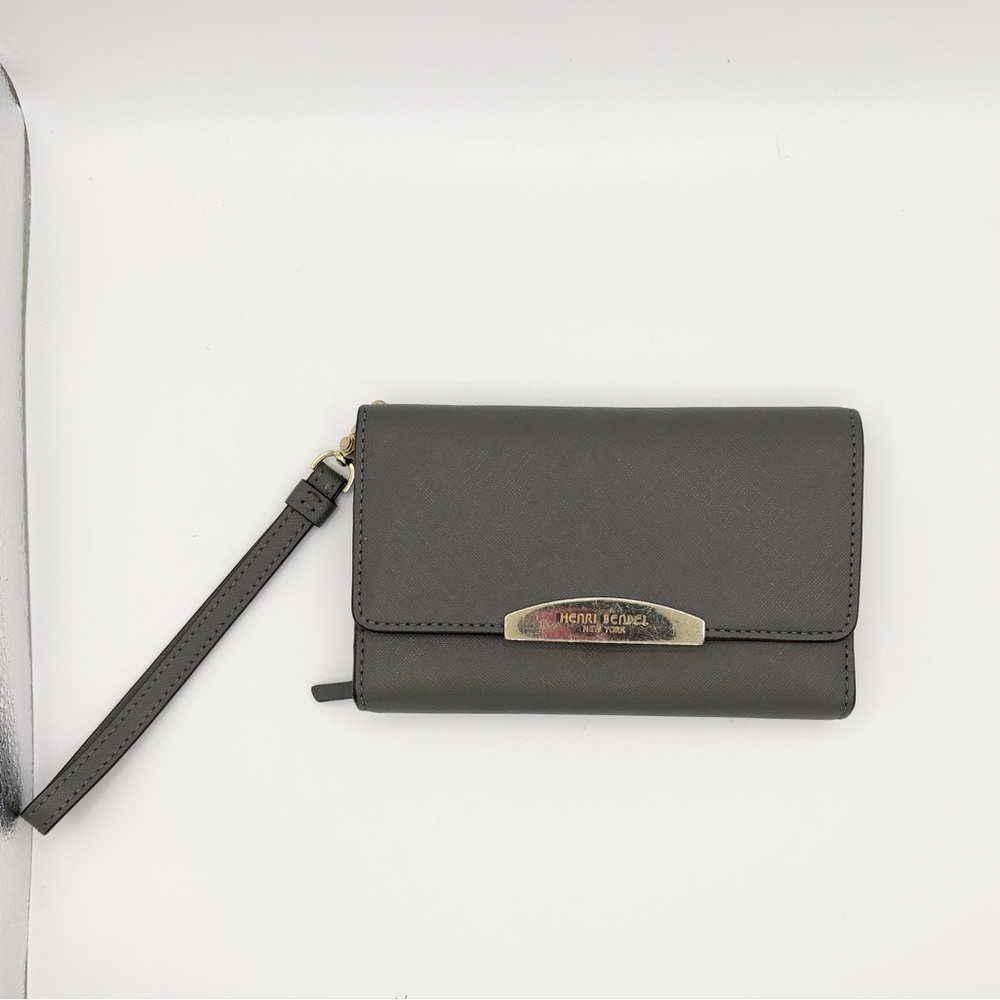 Henri Bendel Gray Saffiano Leather Multi-Function Wallet‎